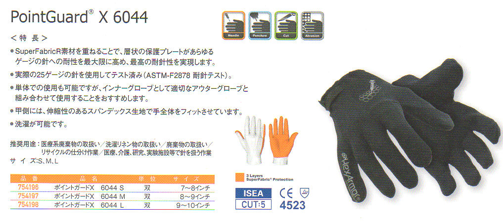ヘックスアーマー 手袋 4041 NSR S 754155 制服、作業服